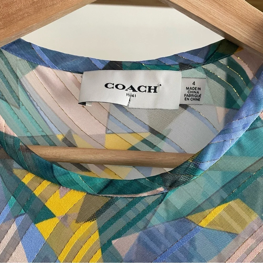 Coach Colorful Bold Geo Yoke Long Sleeve Mini Dress 4